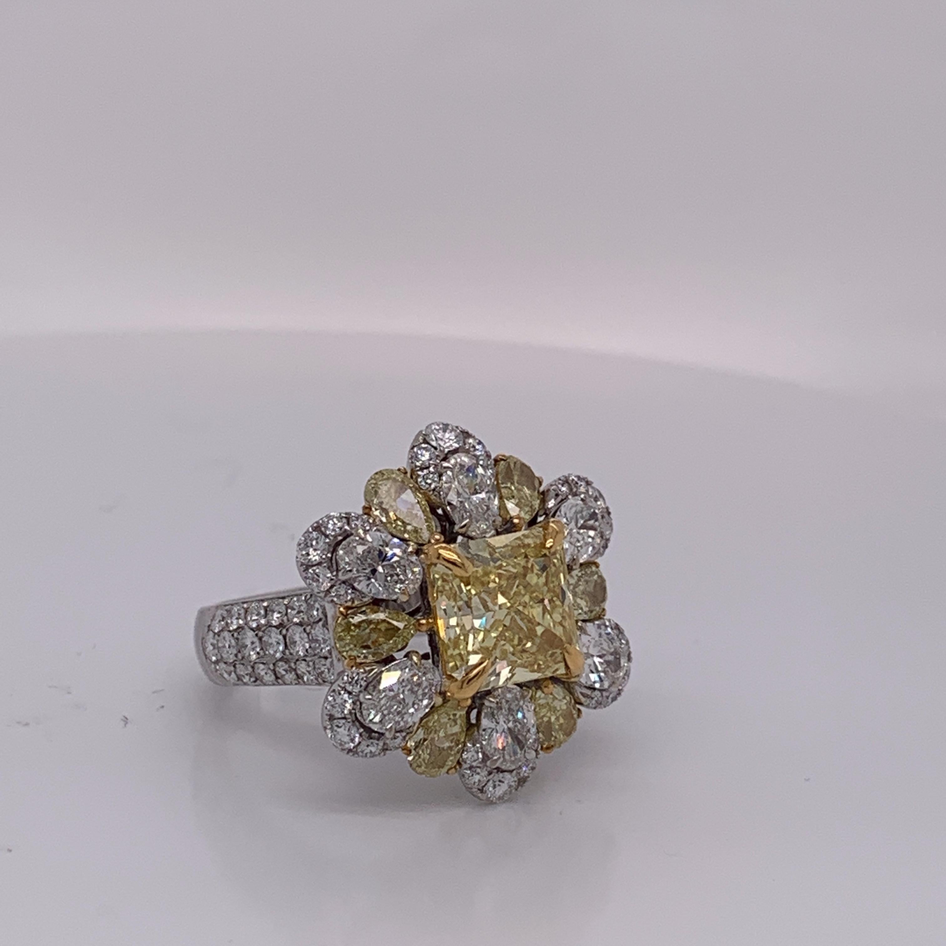 GIA Certified 3.05 Carat Center Fancy Intense Yellow IF Clarity Diamond Ring 9
