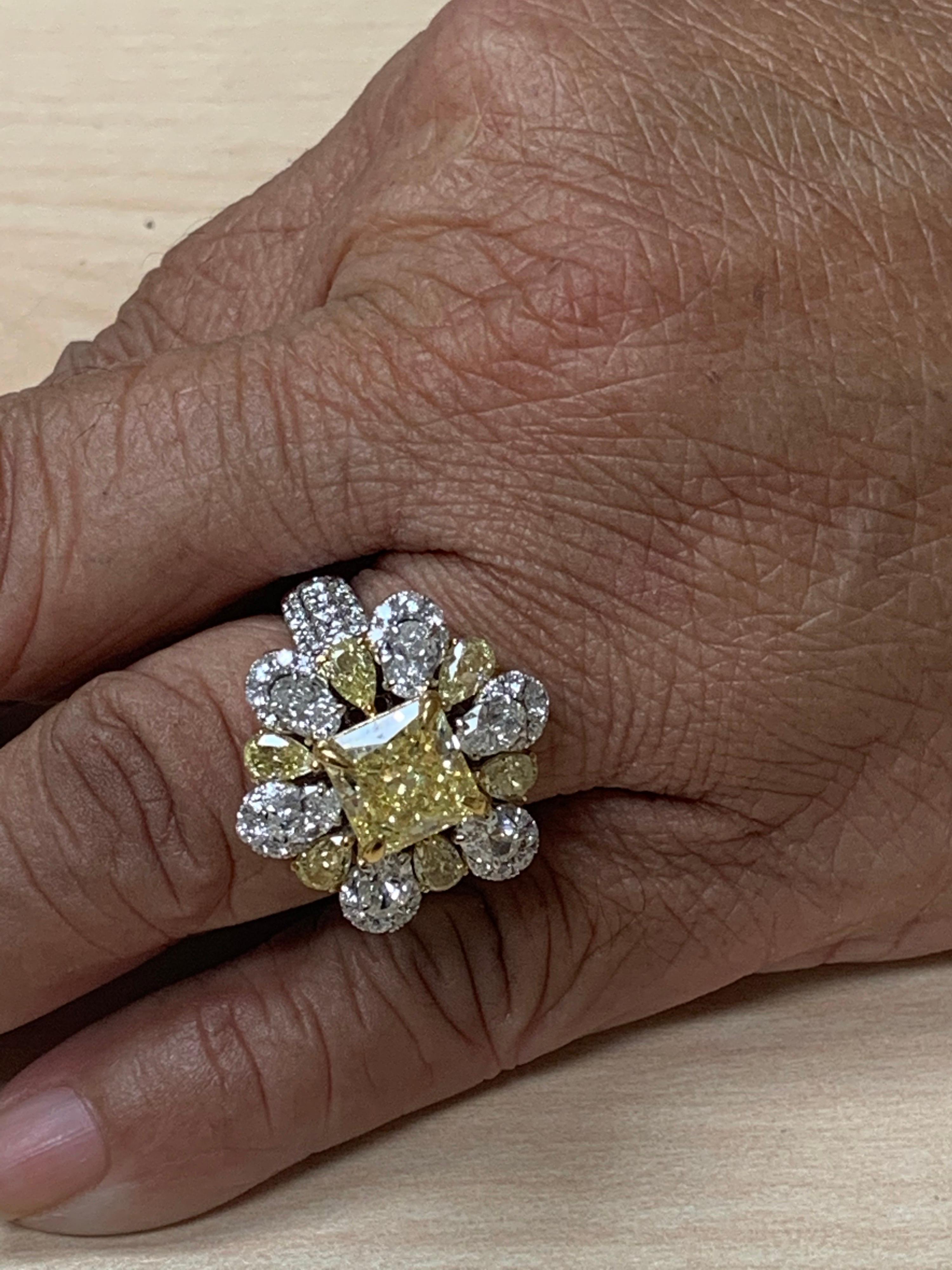 GIA Certified 3.05 Carat Center Fancy Intense Yellow IF Clarity Diamond Ring 10