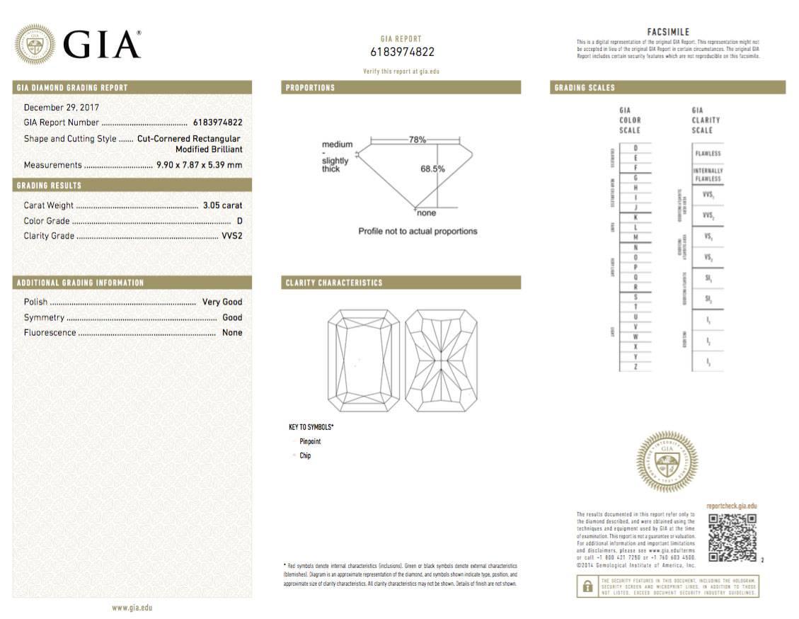 Modern GIA Certified 4.05 Carat Radiant Cut Diamond 3-Stone Engagement Ring In Stock