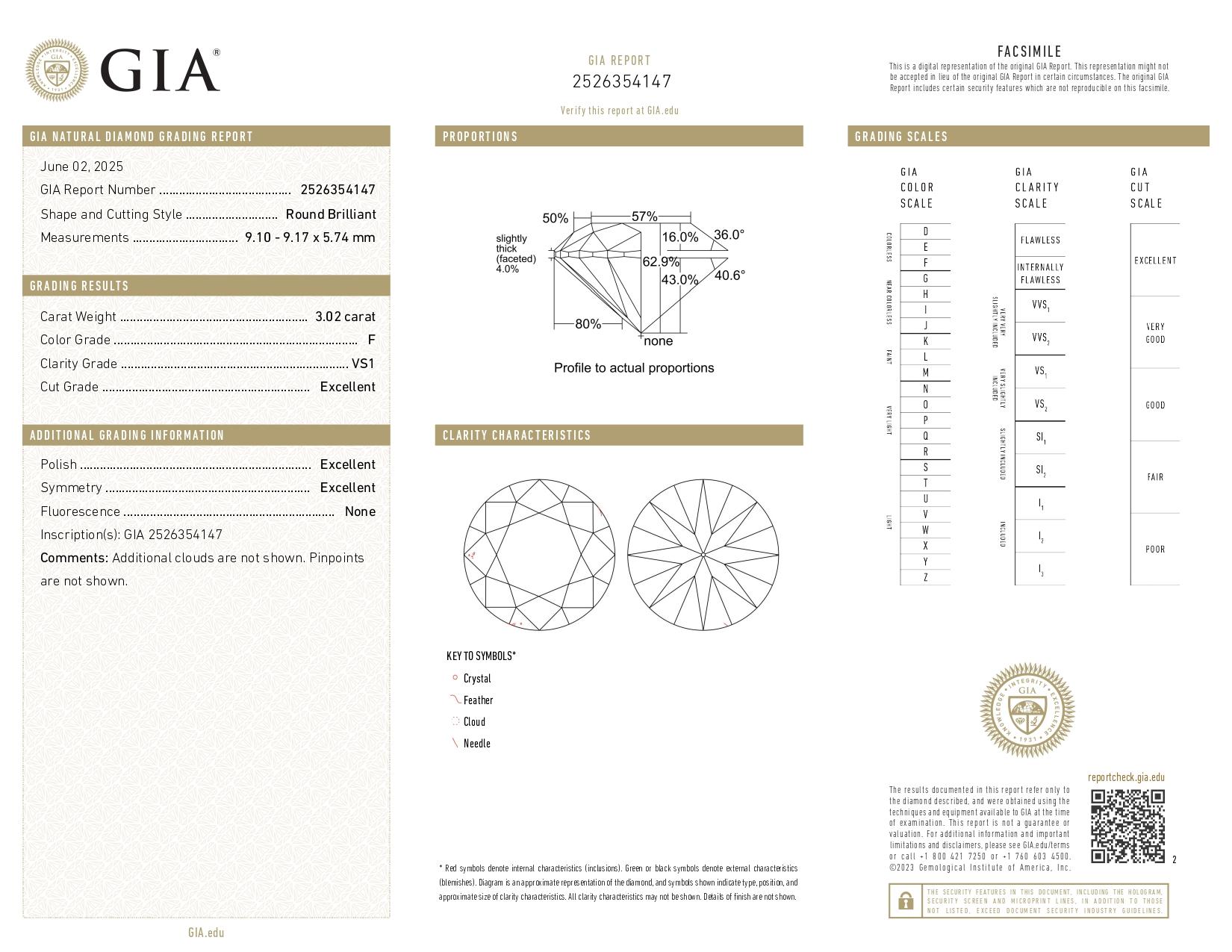 GIA Certified 3.02 Carat Round Cut D Color Diamond Ring with tapered baguette In New Condition For Sale In Chicago, IL