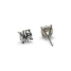 GIA Certified 3.05 Carat Total Weight Natural Diamond Stud Earrings