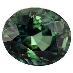 GIA Certified 3.05 Carats Unheated Blue Green Sapphire 