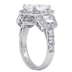 GIA Certified 3.05 Cushion Cut Diamond Engagement Ring