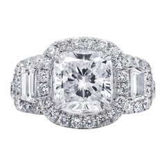 GIA-zertifizierter Verlobungsring mit 3,05 Diamanten im Kissenschliff