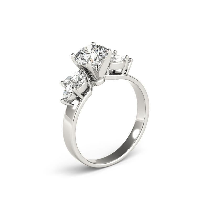 Women's GIA Certified 3.05ct Round & Marquise Cluster Multi-Stone Diamond Ring For Sale