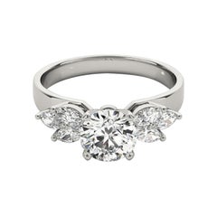 GIA Certified 3.05ct Round & Marquise Cluster Multi-Stone Diamond Ring