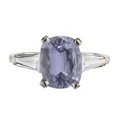 Bague de fiançailles en platine avec saphir ovale de Ceylan certifié GIA de 3,06 carats et diamants