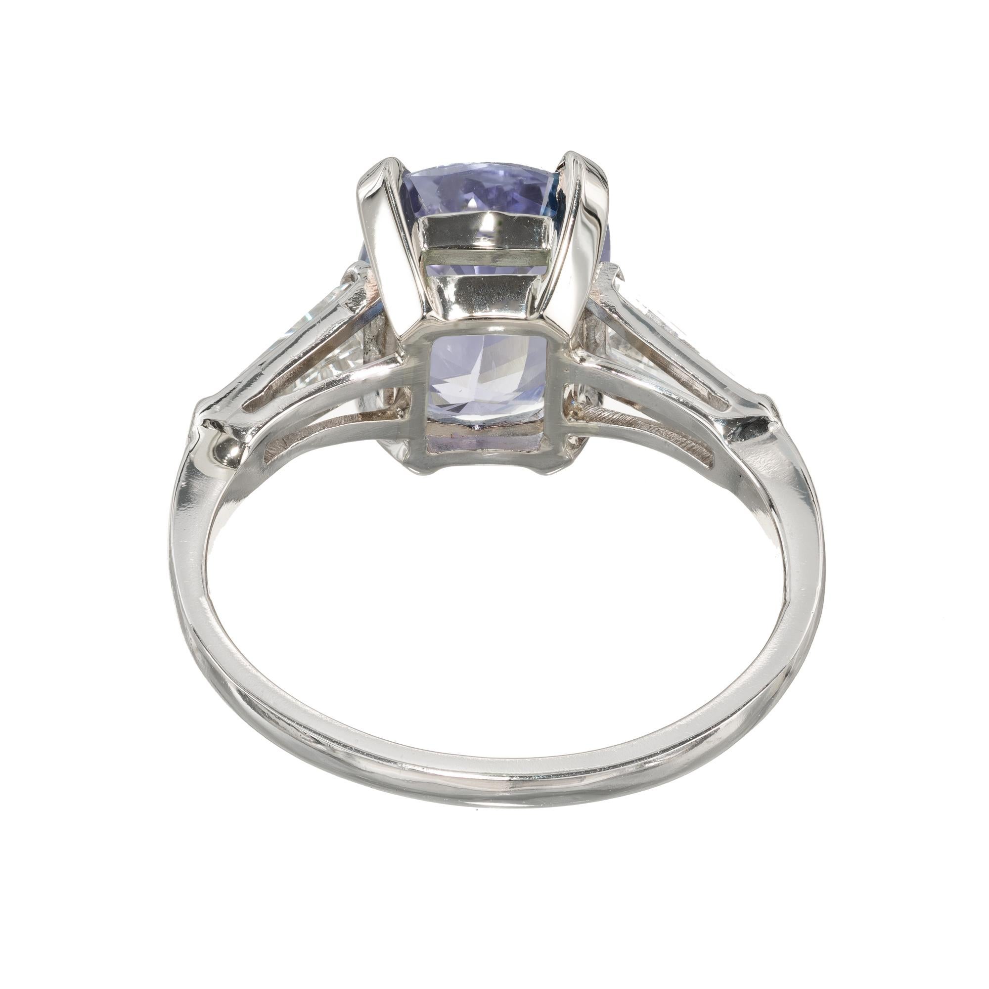 Women's GIA Certified 3.06 Carat Ceylon Oval Sapphire Diamond Platinum Engagement Ring For Sale