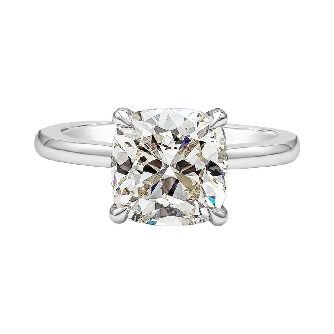 GIA Certified 3.06 Carat Cushion Cut Diamond Solitaire Engagement Ring