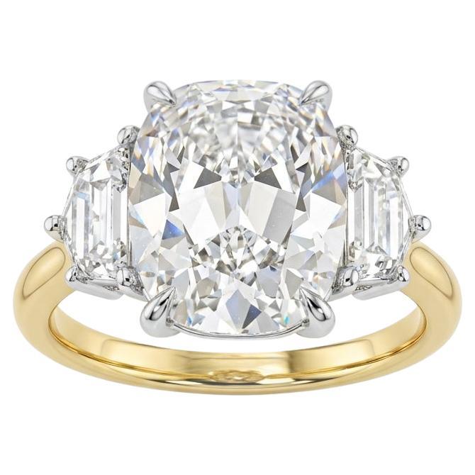 GIA-zertifiziert 3,06 Karat D Farbe Alte Mine Diamant Drei-Stein-Verlobungsring im Angebot