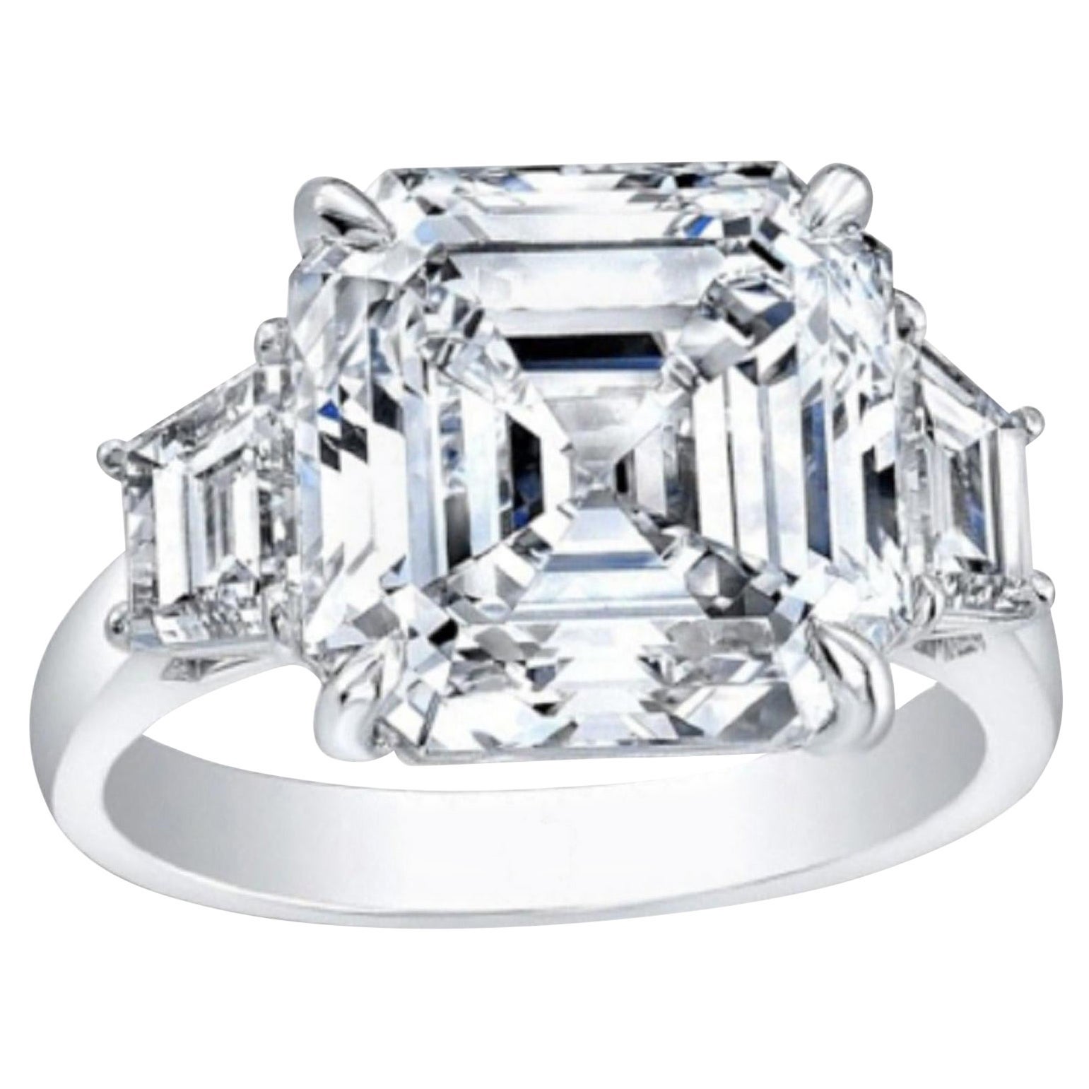GIA Certified 3.06 Carat D Internally Flawless Asscher Cut Diamond Platinum Ring