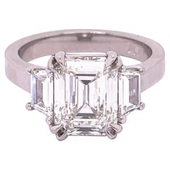 GIA Certified 3.06 Carat Emerald Cut Diamond Engagement Ring