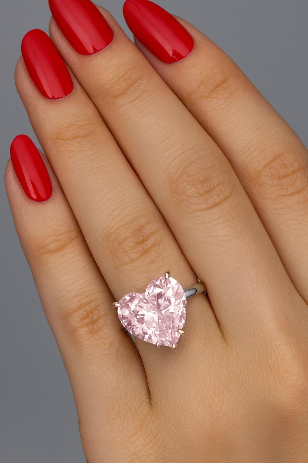 Cuore Diamante a forma di cuore Pink Diamond certificato GIA da 3,06 carati, in platino e rosa 18 carati. in vendita