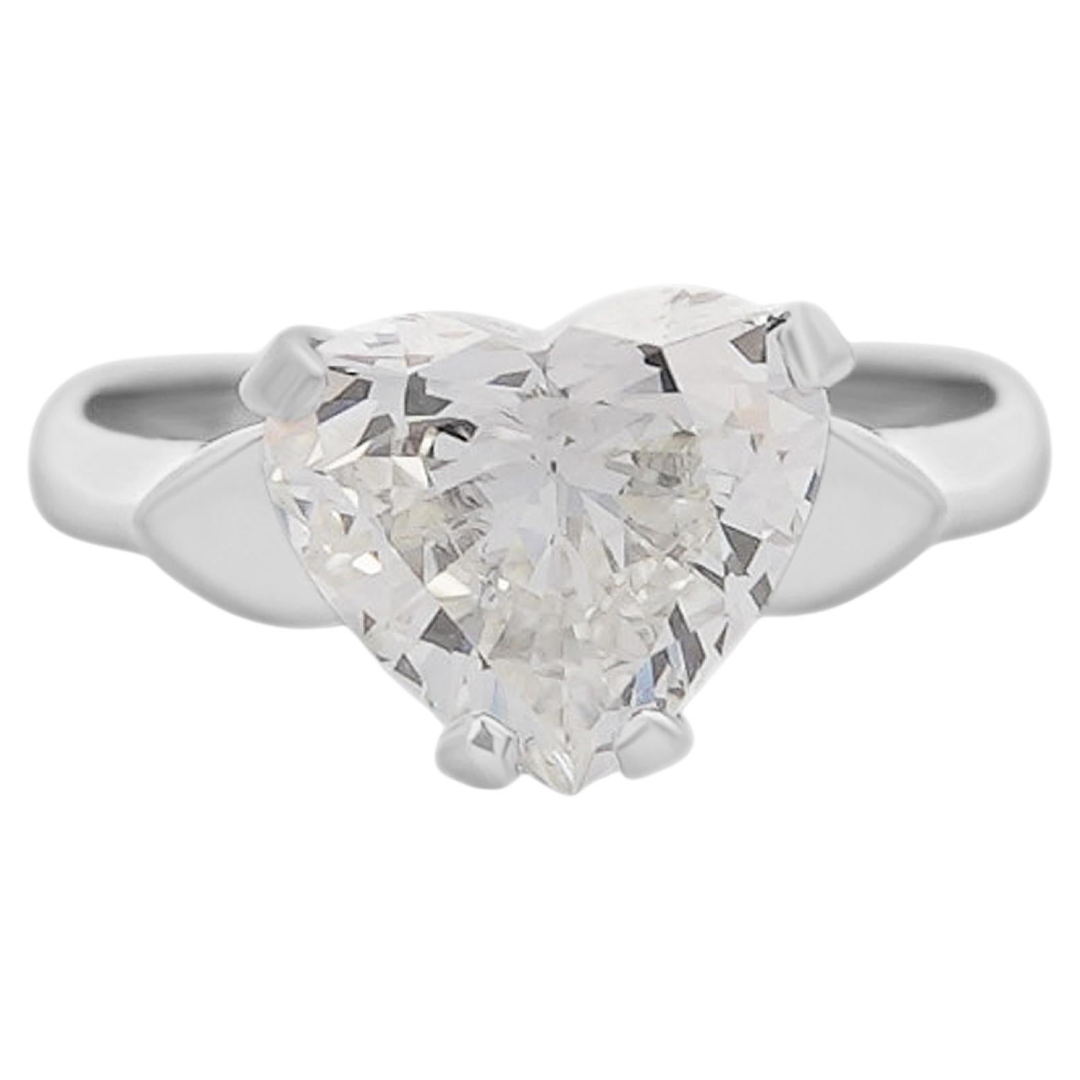 GIA Certified 3.06 Carat Heart Cut K/VS2 Solitaire Platinum Engagement Ring