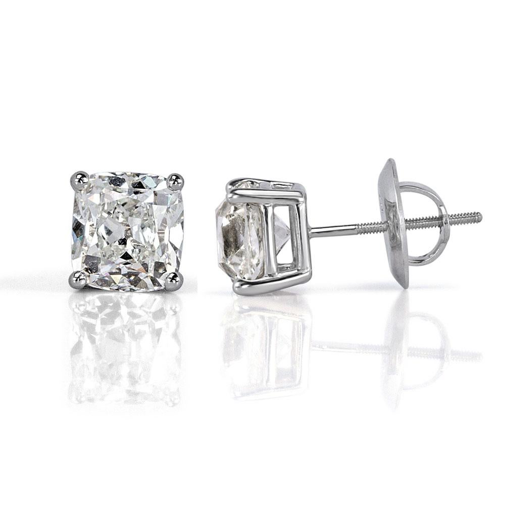 2 Carat Old Mine Cut Antique Diamond Stud Earrings E/F Color 100% Eye Clean In Excellent Condition In Rome, IT