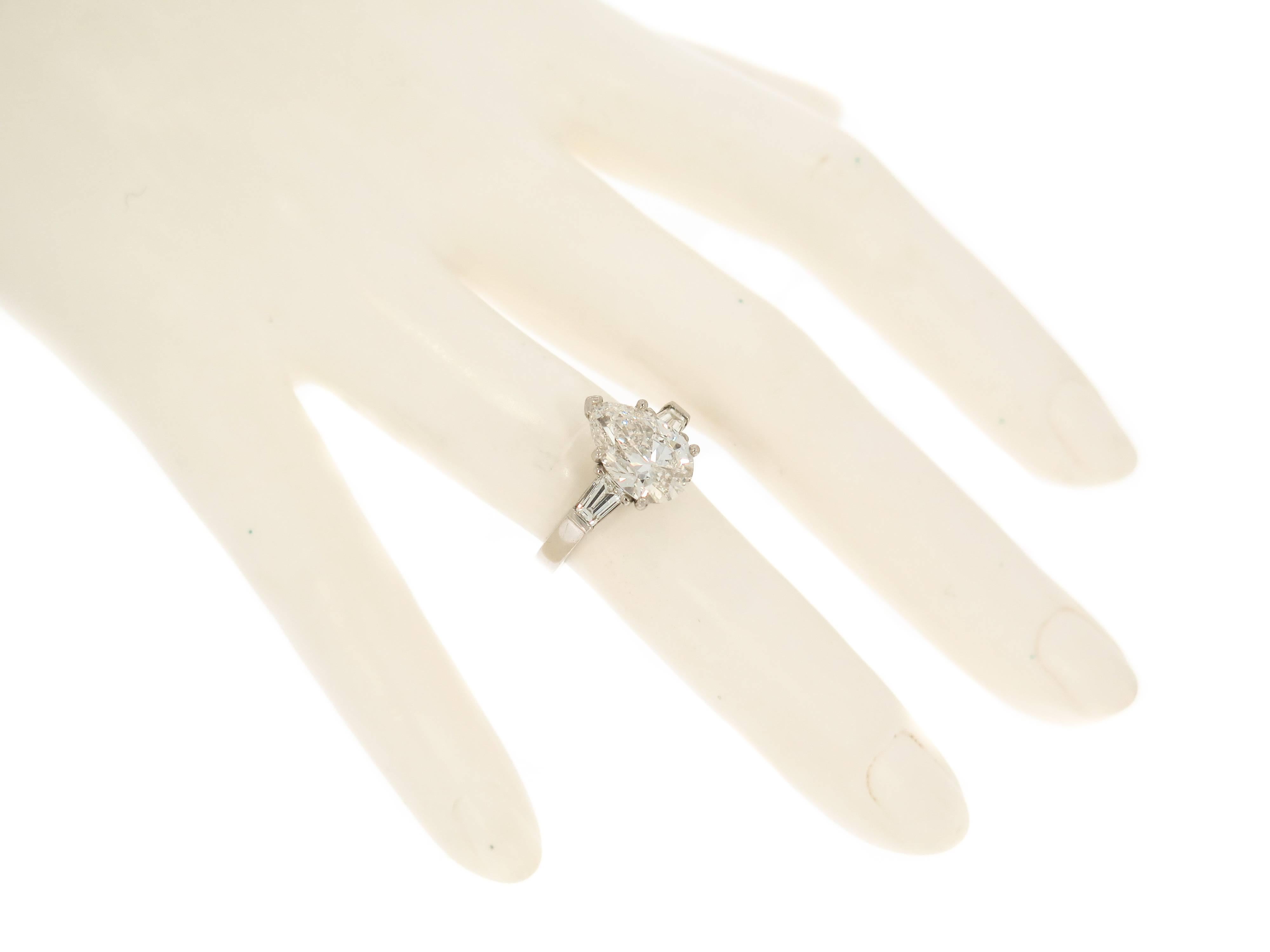 GIA Certified 3.06 Carat Pear Shaped Diamond Engagement Ring 1