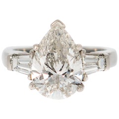 GIA Certified 3.06 Carat Pear Shaped Diamond Engagement Ring