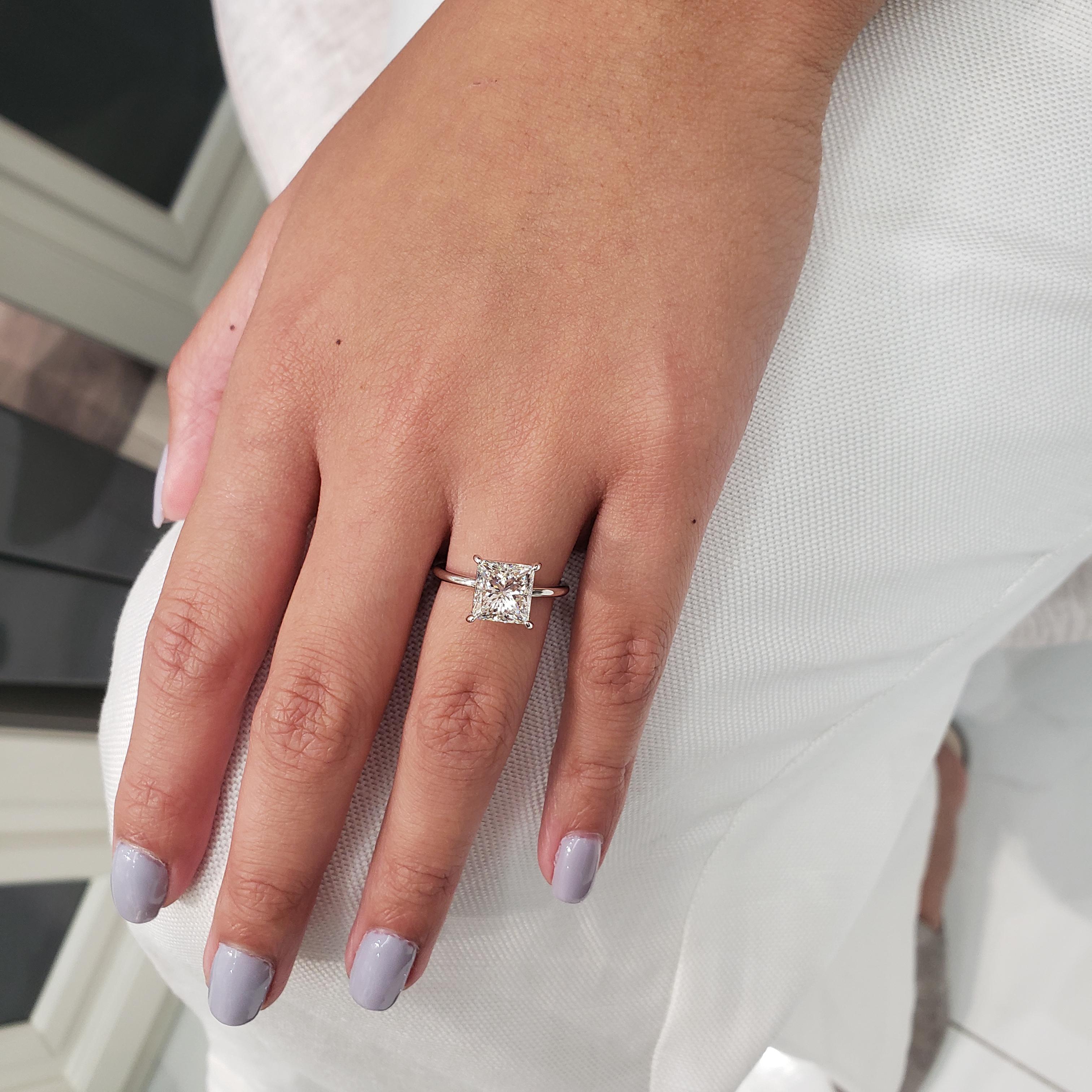 3 ct princess cut diamond solitaire engagement ring
