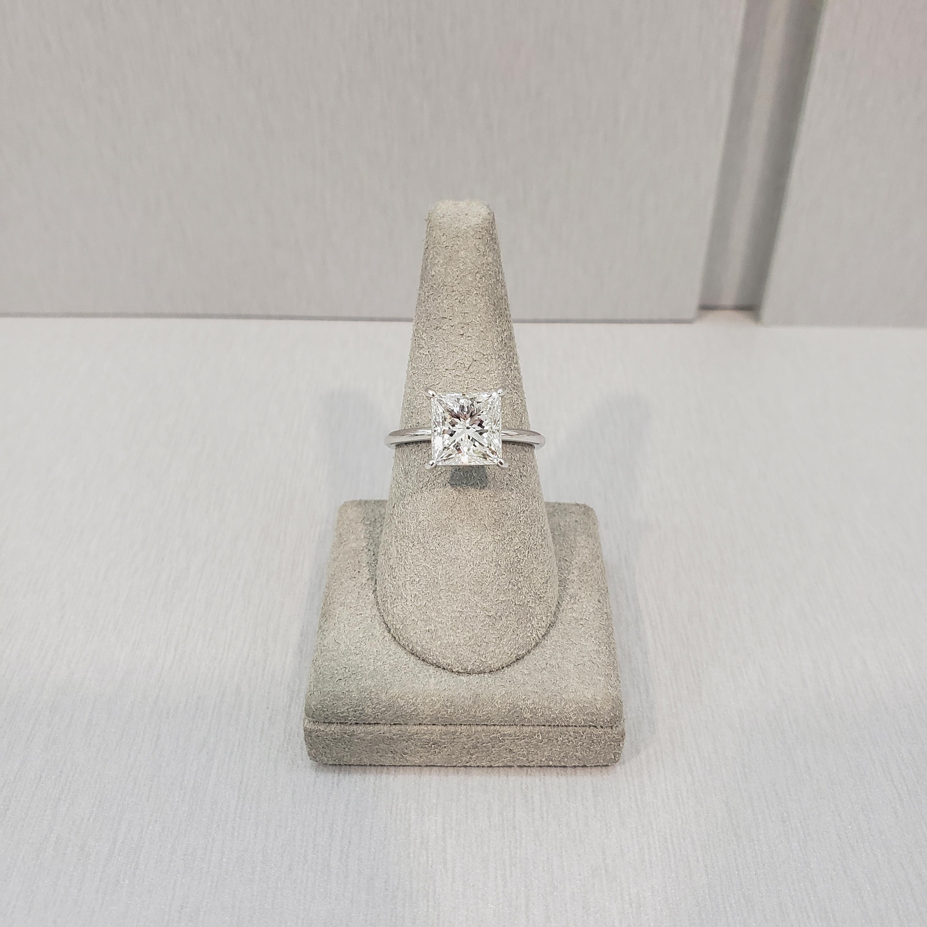 Contemporary GIA Certified 3.06 Carat Princess Cut Diamond Solitaire Engagement Ring