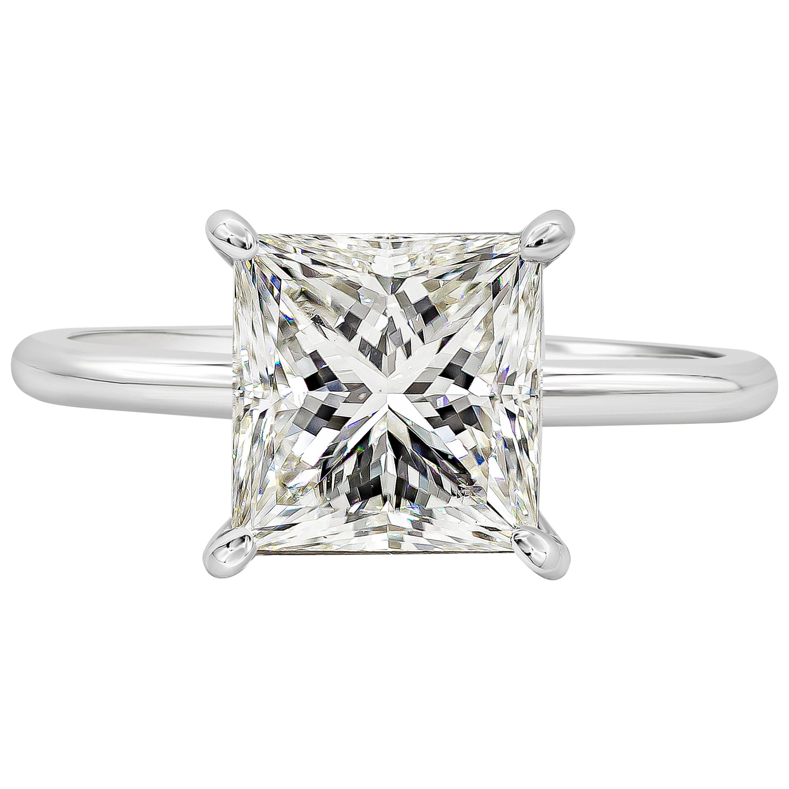 GIA Certified 3.06 Carat Princess Cut Diamond Solitaire Engagement Ring