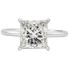 GIA zertifizierter 3,06 Karat Diamant Solitär Verlobungsring mit Prinzessinnenschliff