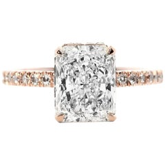 GIA Certified 3.06 Carat Radiant Cut Diamond Rose Gold Engagement Ring