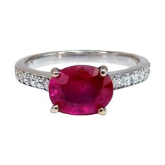 GIA-zertifizierter 3,06 Karat roter Rubin-Diamant-Ring 14 Karat