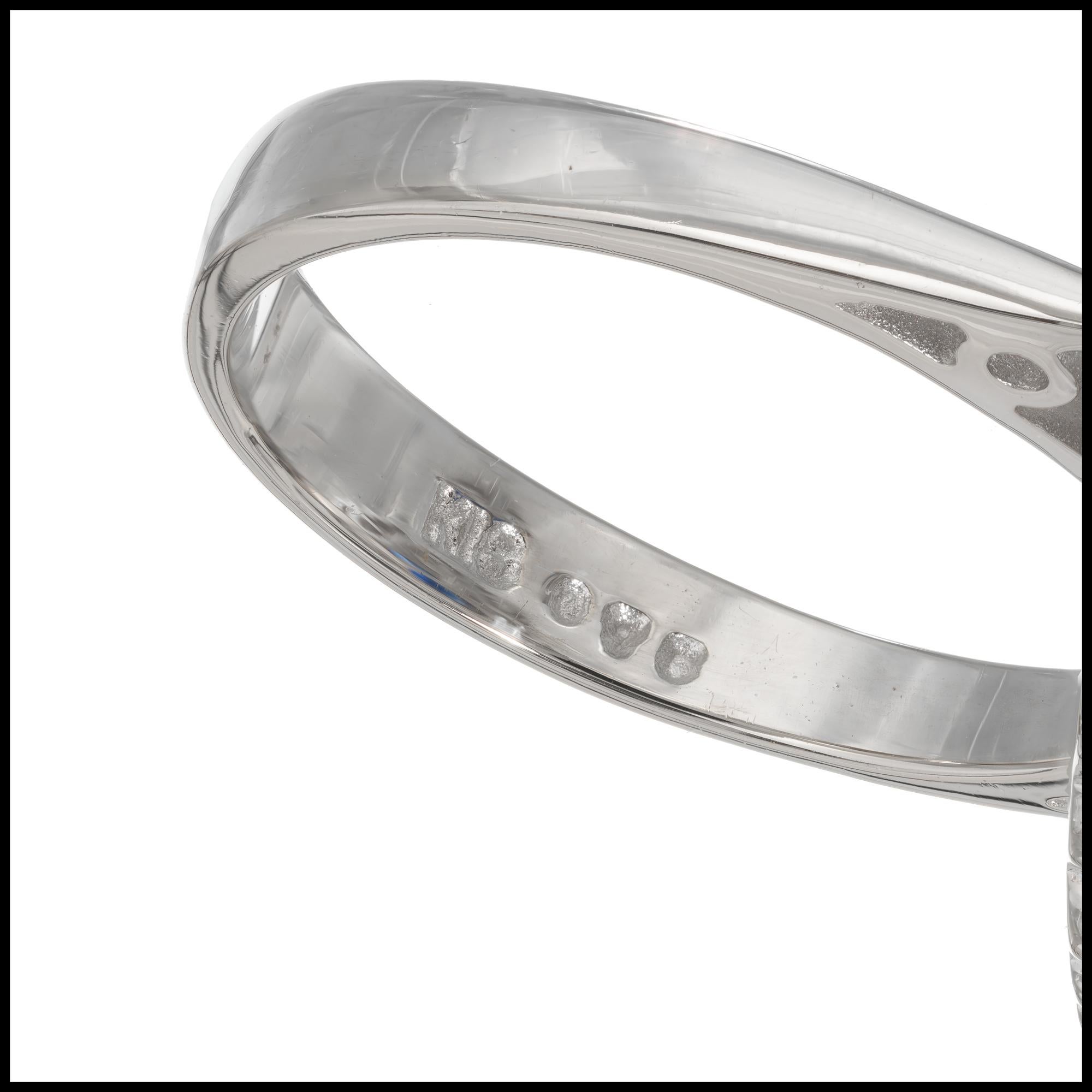 Women's GIA Certified 3.06 Carat Sapphire Diamond White Gold Engagement Ring