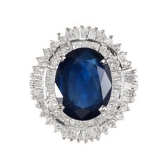 GIA Certified 3.06 Carat Sapphire Diamond White Gold Engagement Ring