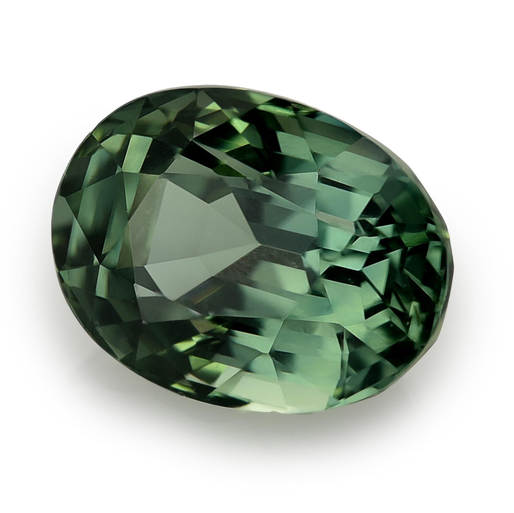Mixed Cut GIA Certified 3.06 Carats Blue Green Sapphire For Sale
