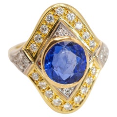 Bague avec saphir birman non chauffé de 3,06 carats certifié GIA