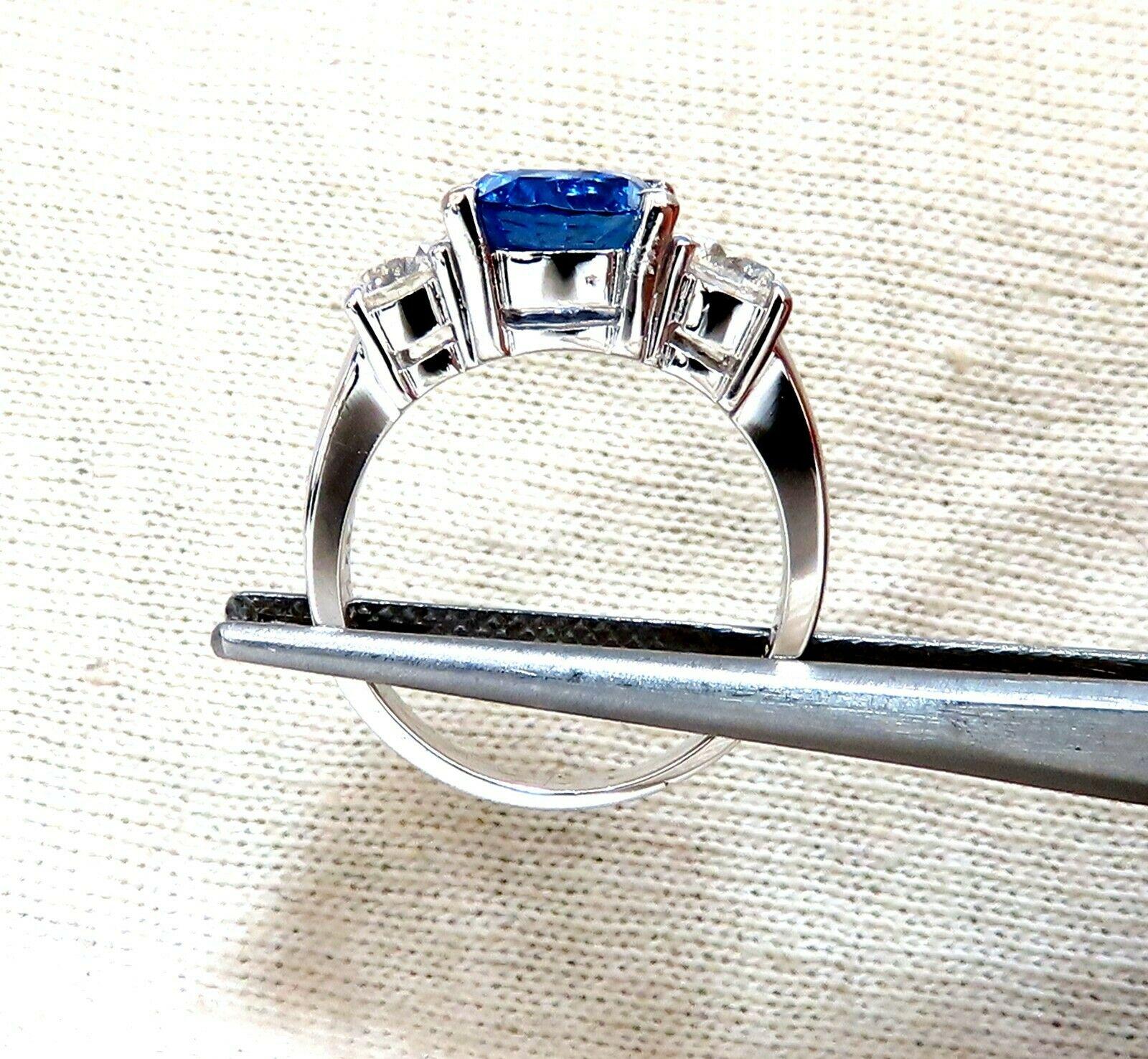 Oval Cut GIA Certified 3.07 Carat Natural No Heat Sapphire Diamond Ring Unheated 14 Karat