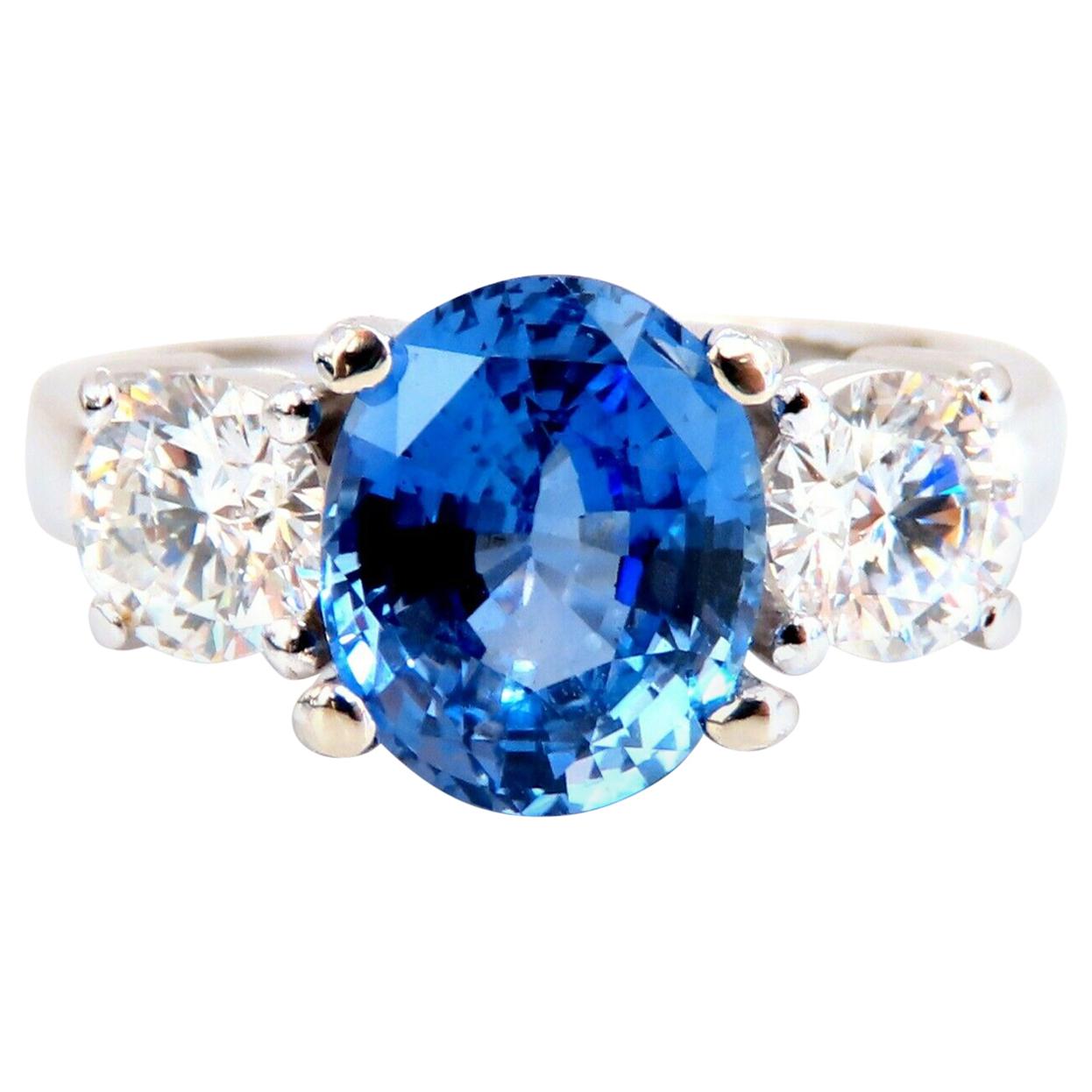 GIA Certified 3.07 Carat Natural No Heat Sapphire Diamond Ring Unheated 14 Karat