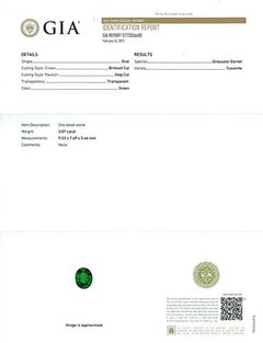 Natural Tsavorite Stone 3.07 cts in Platinum Ring with Y&W Diamonds / GIA Report