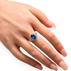 GIA Certified 3.07 Carat Sapphire Fancy Diamond White Gold Ring