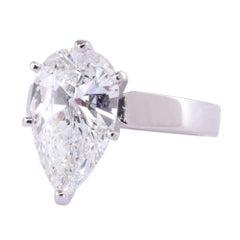 GIA Certified 3.07 Carat VS2 Pear Diamond Solitaire Engagement Ring