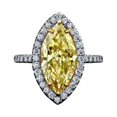 EGL Certified Fancy Yellow 3.07ct Marquise Diamond Ring