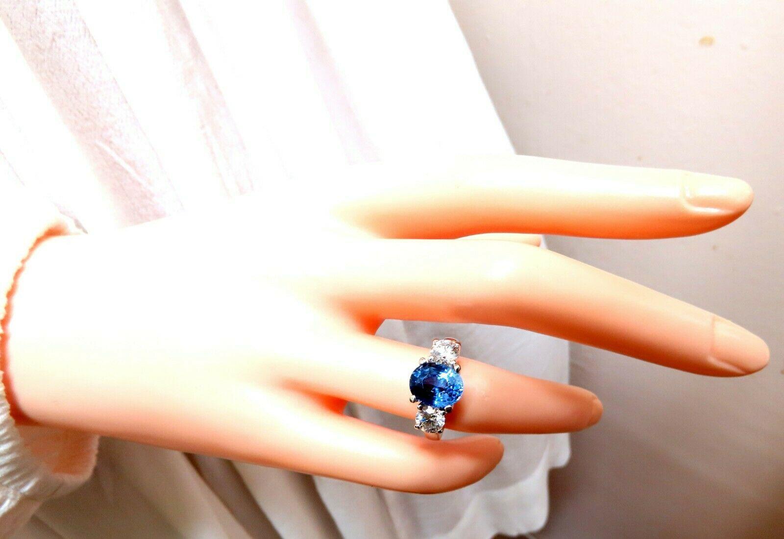 Women's or Men's GIA Certified 3.07 Carat Natural No Heat Sapphire Diamond Ring Unheated 14 Karat