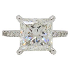 GIA zertifizierter 3.07CT Princess Cut Hidden Halo Diamantring