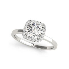 GIA Certified 3 Carat Cushion Halo Round 18K White Gold Diamond Ring
