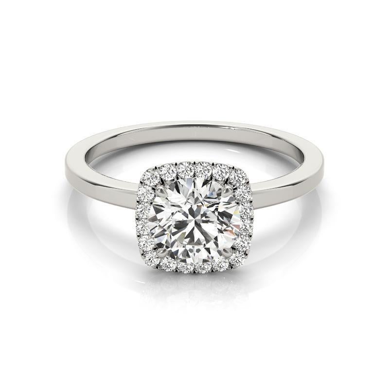 GIA zertifiziert 3,08 Karat Cushion Halo Runde 18K Weißgold Diamantring