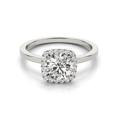 GIA zertifiziert 3,08 Karat Cushion Halo Runde 18K Weißgold Diamantring