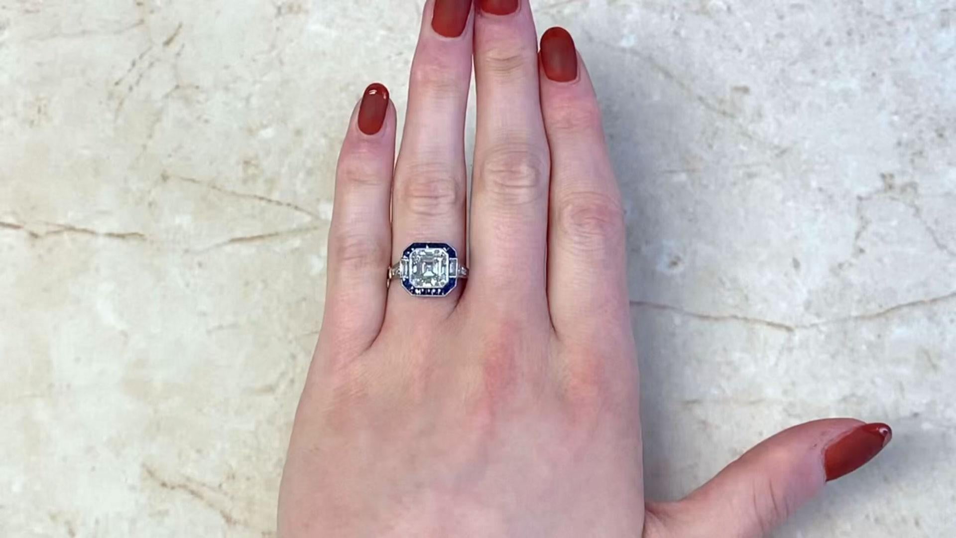 Asscher Cut Diamond Halo Engagement Ring (GIA Approx. 3.00-Carats), Platinum For Sale 3