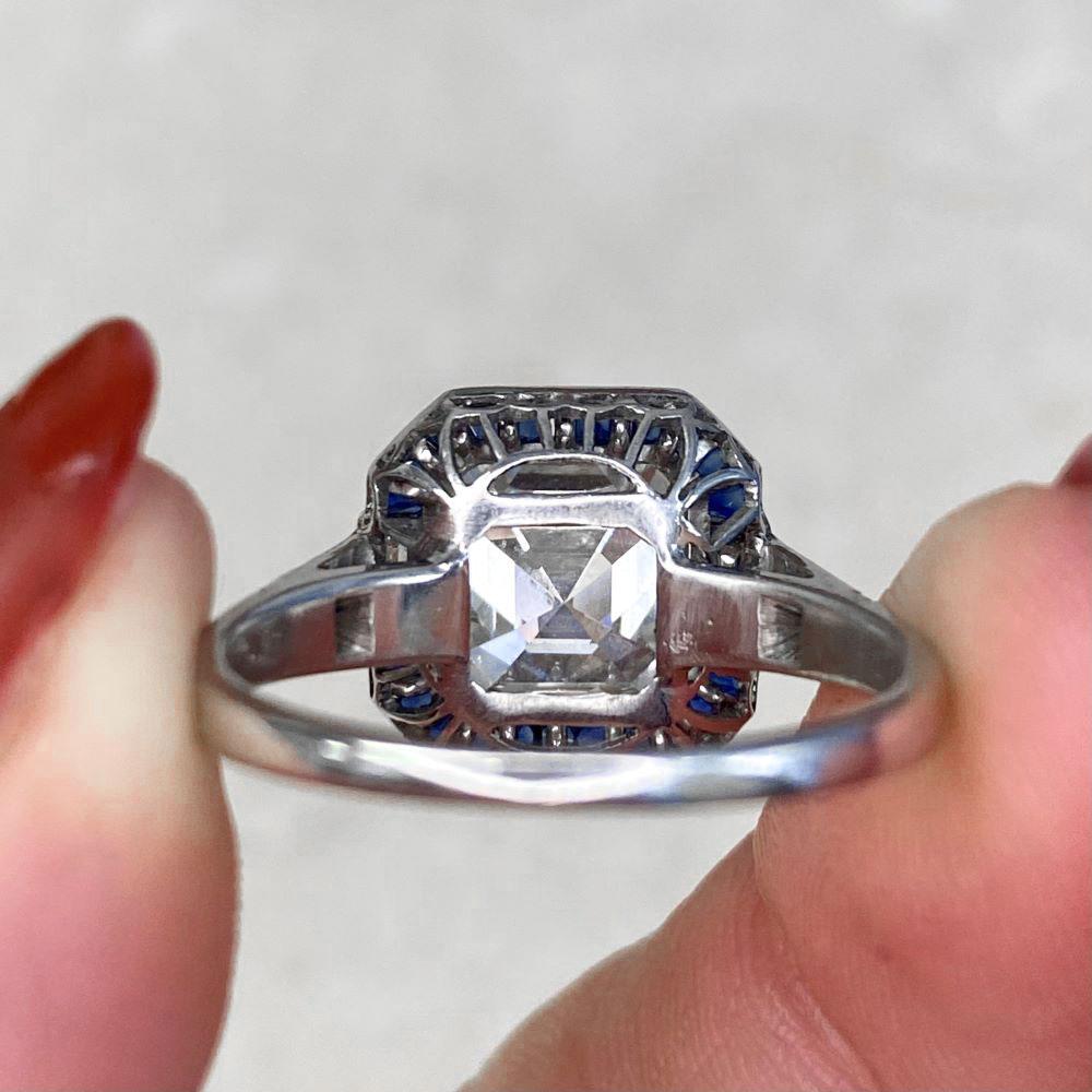 GIA-Certified 3.08ct Asscher Cut Diamond Engagement Ring, Sapphire Halo, VVS1 For Sale 6