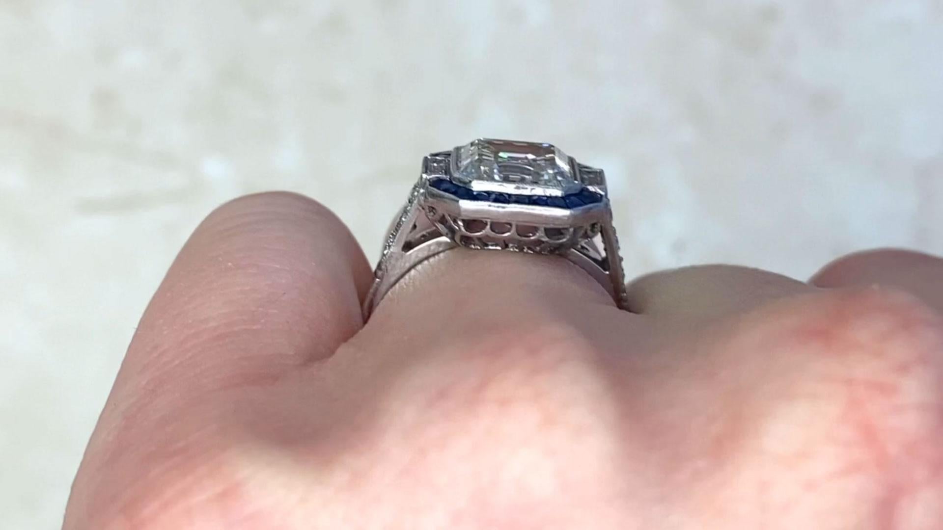 Women's Asscher Cut Diamond Halo Engagement Ring (GIA Approx. 3.00-Carats), Platinum For Sale