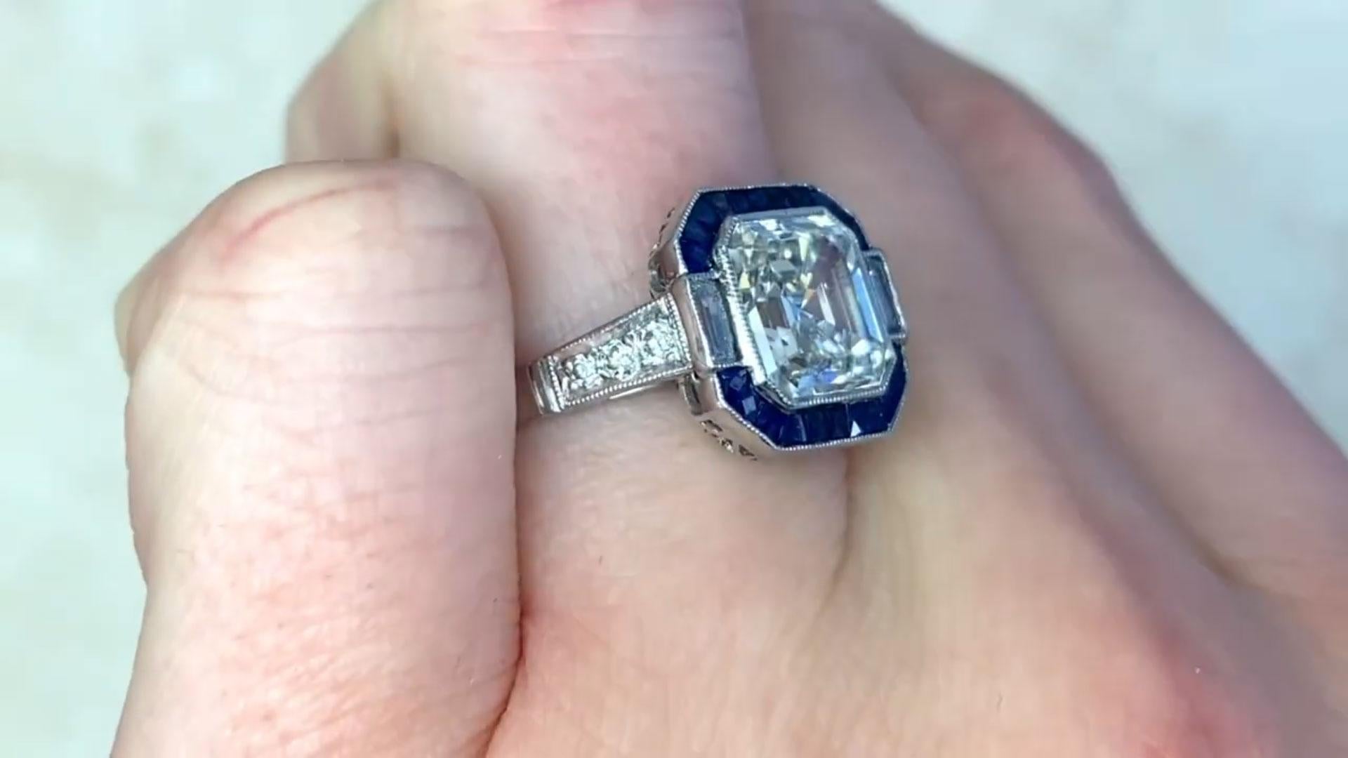 Asscher Cut Diamond Halo Engagement Ring (GIA Approx. 3.00-Carats), Platinum For Sale 1