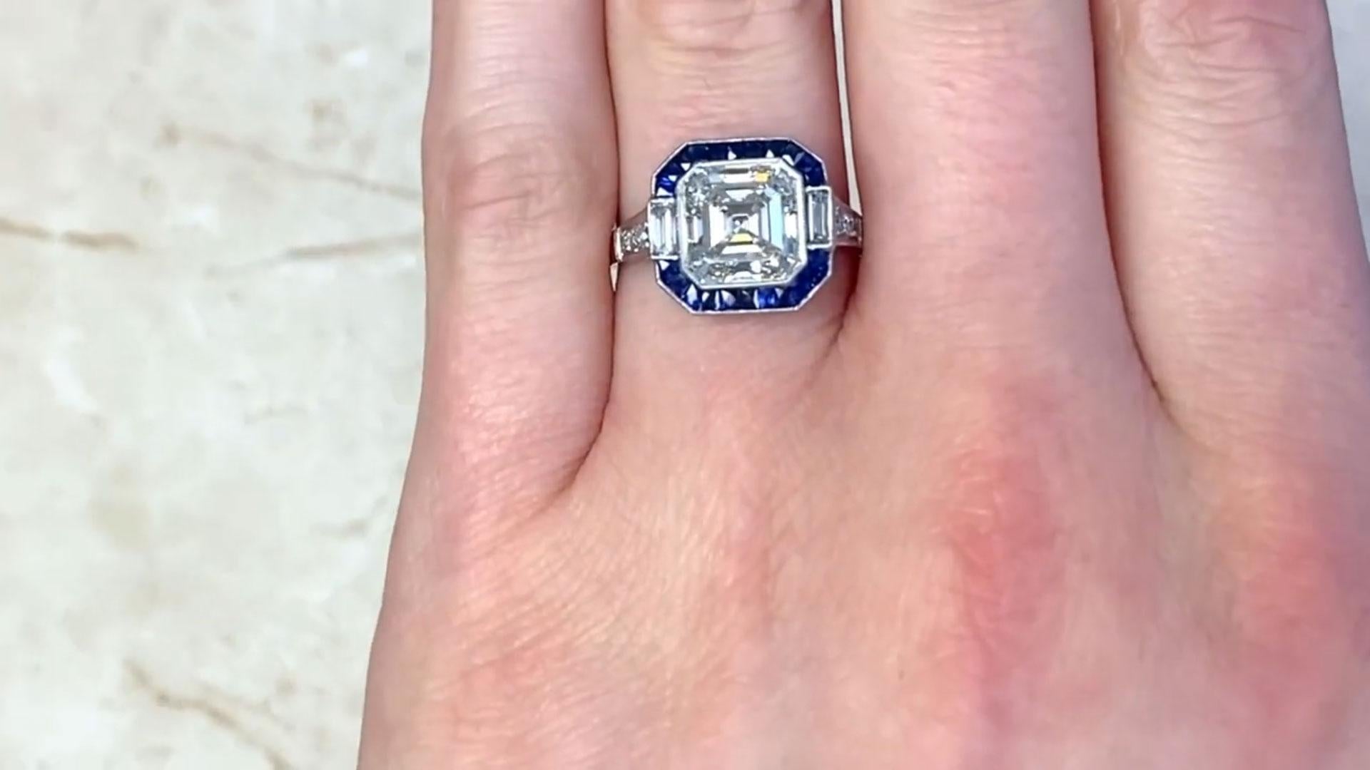 Asscher Cut Diamond Halo Engagement Ring (GIA Approx. 3.00-Carats), Platinum For Sale 2
