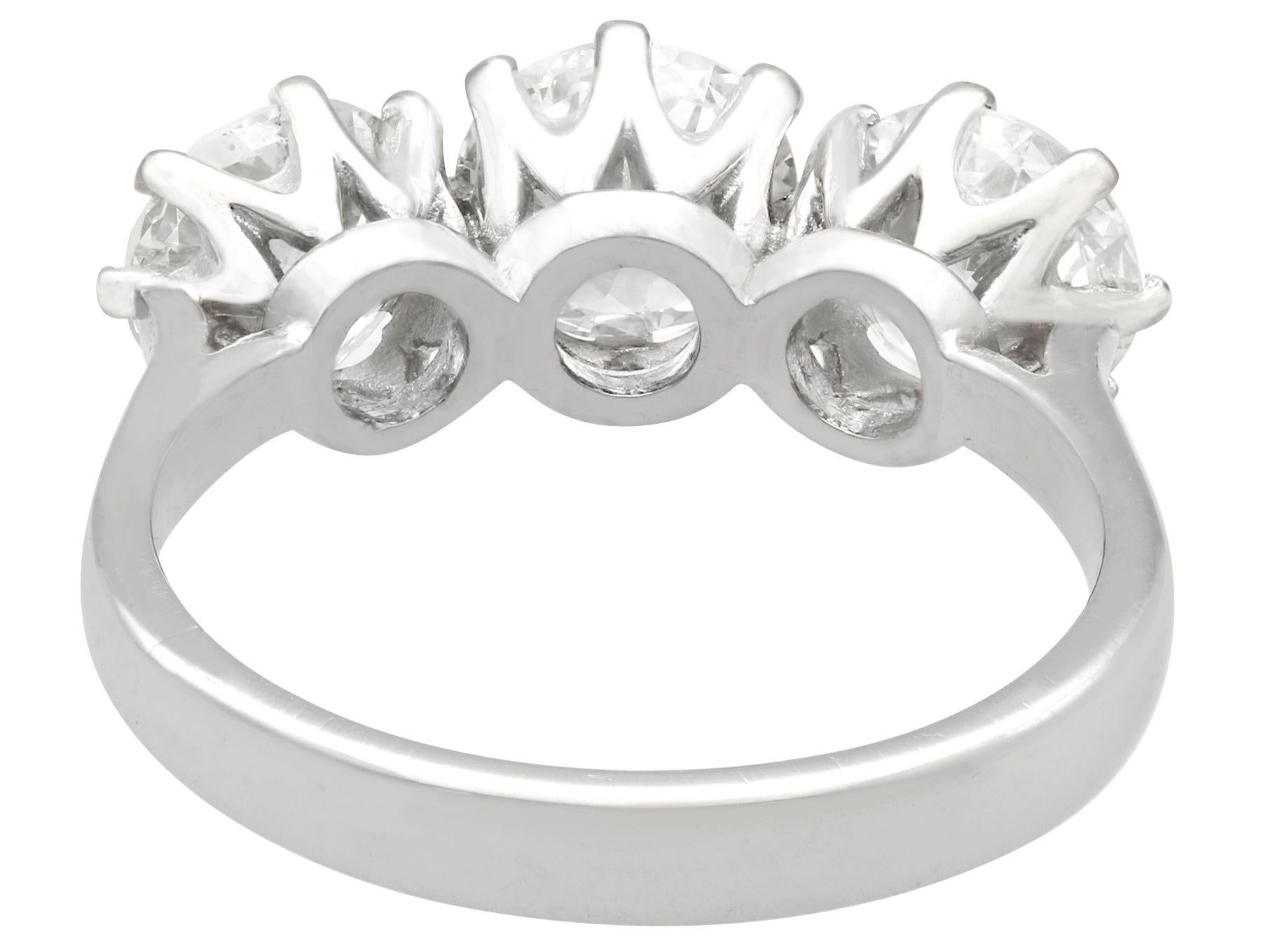 Women's GIA Certified 3.09 Carat Diamond and Platinum Trilogy Ring