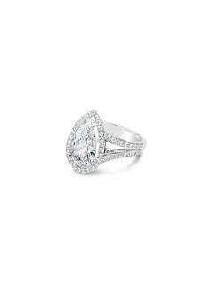 GIA Certified 3.09 Carat Pear Shape Diamond Pavé Ring with Halo and Split Shank