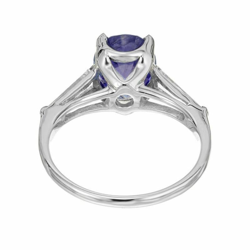 GIA Certified 3.09 Carat Sapphire Diamond Platinum Three-Stone Engagement Ring  For Sale 3